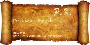 Politzer Kornél névjegykártya